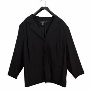 AVENUE STRETCH WOMENS BLACK BLAZER POCKETS PLUS SIZE 28